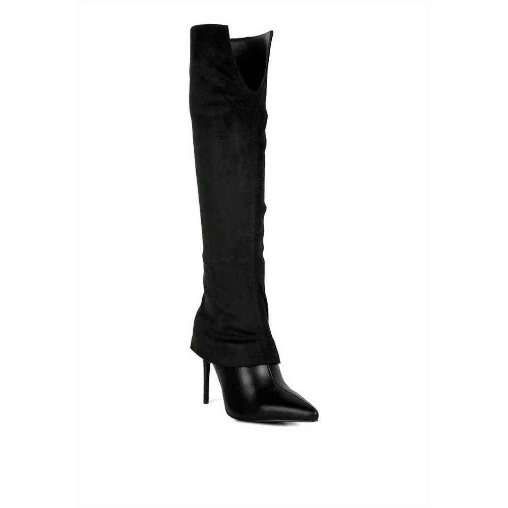 NEW RAG COMPANY women's fifido high heeled fold over knee boots in black